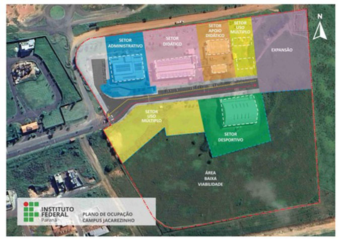 Plano de Ocupação do Campus Jacarezinho conforme previsto no Plano Diretor de Infraestrutura Física do PDI 2024–2028